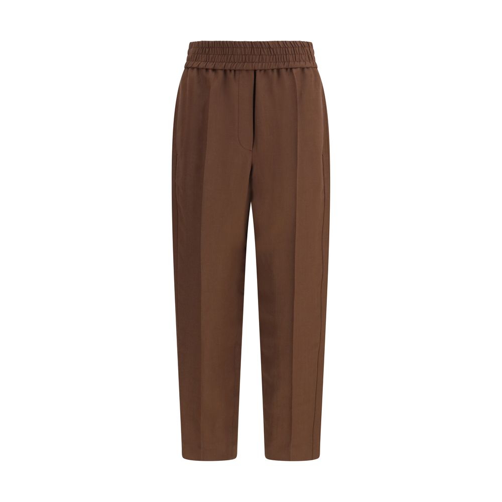 Brunello Cucinelli Brown Viscose Casual Pants | Regal Royce