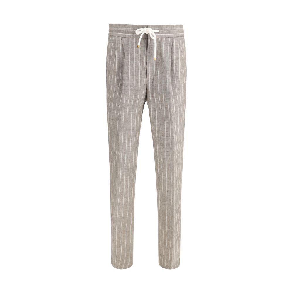 Brunello Cucinelli Beige Linen Casual Pants | Regal Royce