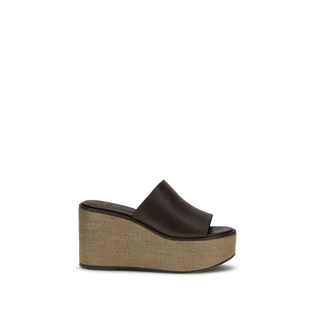 Brunello Cucinelli Brown Calf Leather Bos Taurus Platform Sandals | Regal Royce