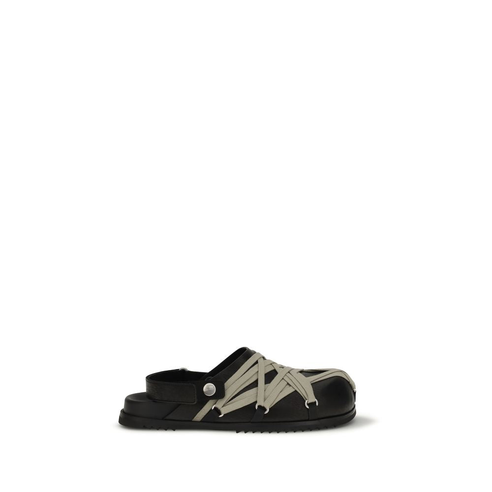 Rick Owens Black Calf Leather Bos Taurus Mules | Regal Royce