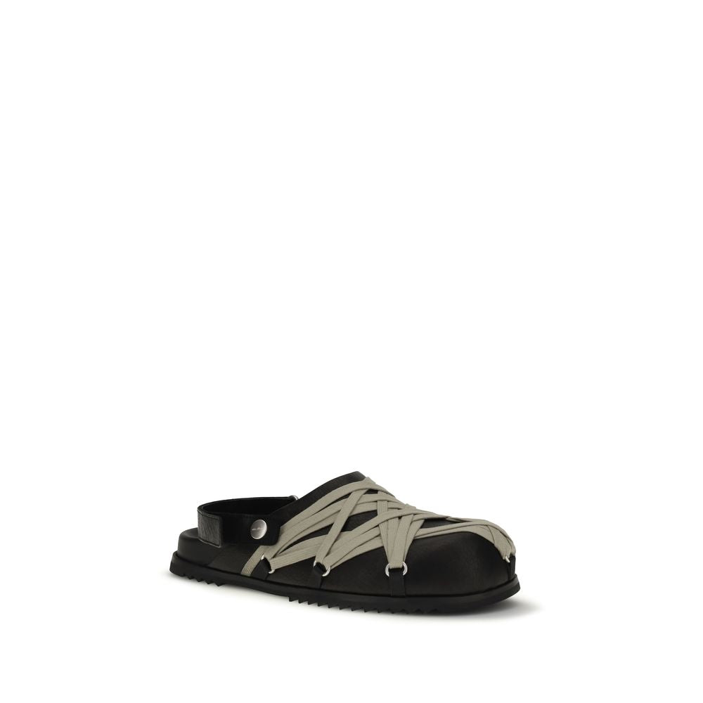 Rick Owens Black Calf Leather Bos Taurus Mules | Regal Royce