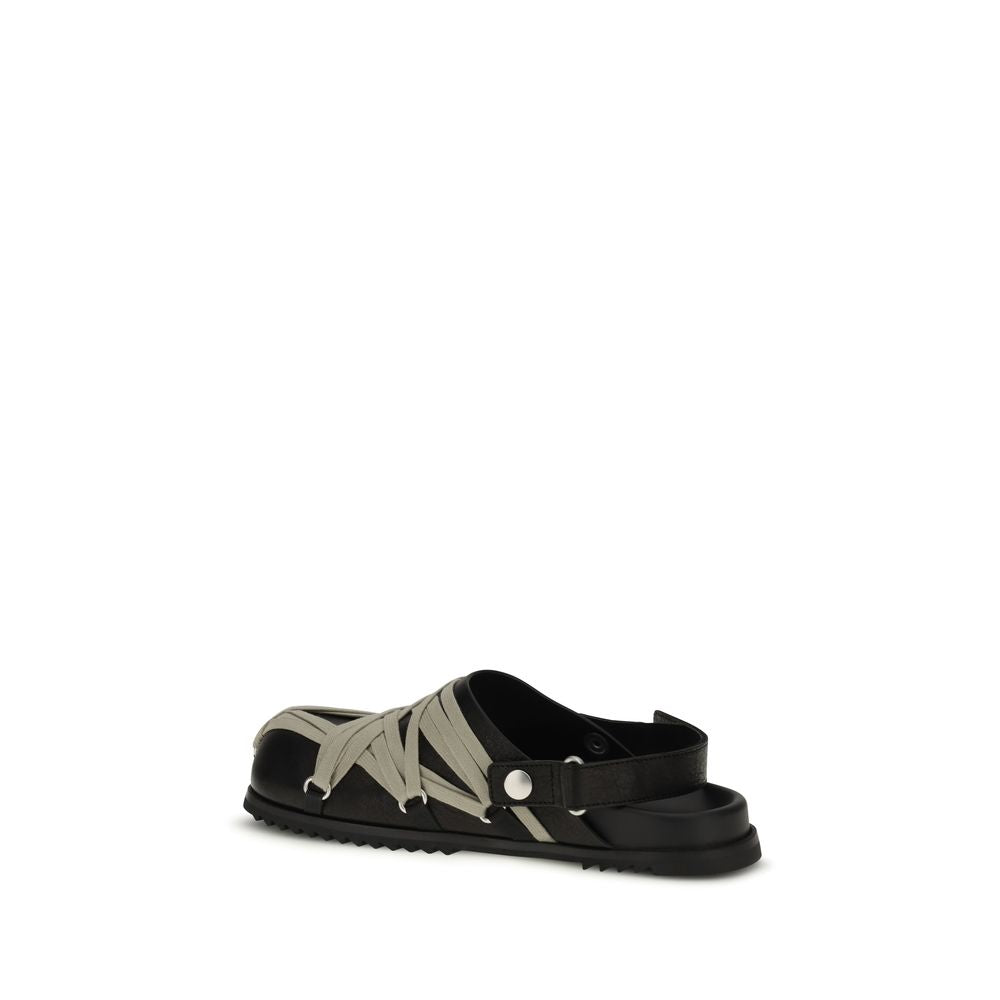 Rick Owens Black Calf Leather Bos Taurus Mules | Regal Royce