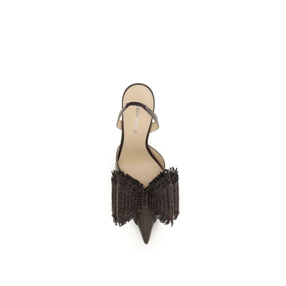 MACH & MACH Brown Raffia Platform Pumps | Regal Royce