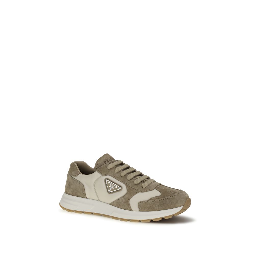 Prada Beige Calf Leather Bos Taurus Athletic Sneakers | Regal Royce