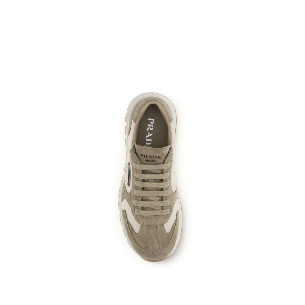 Prada Beige Calf Leather Bos Taurus Athletic Sneakers | Regal Royce