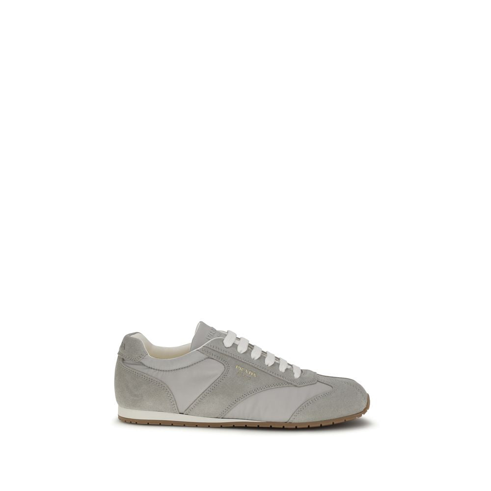 Prada Gray Calf Leather Bos Taurus Low Top Sneakers | Regal Royce