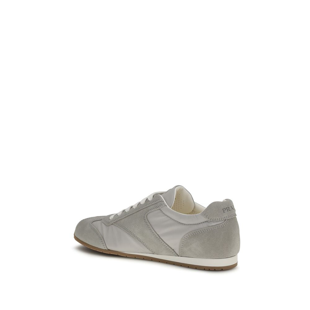 Prada Gray Calf Leather Bos Taurus Low Top Sneakers | Regal Royce