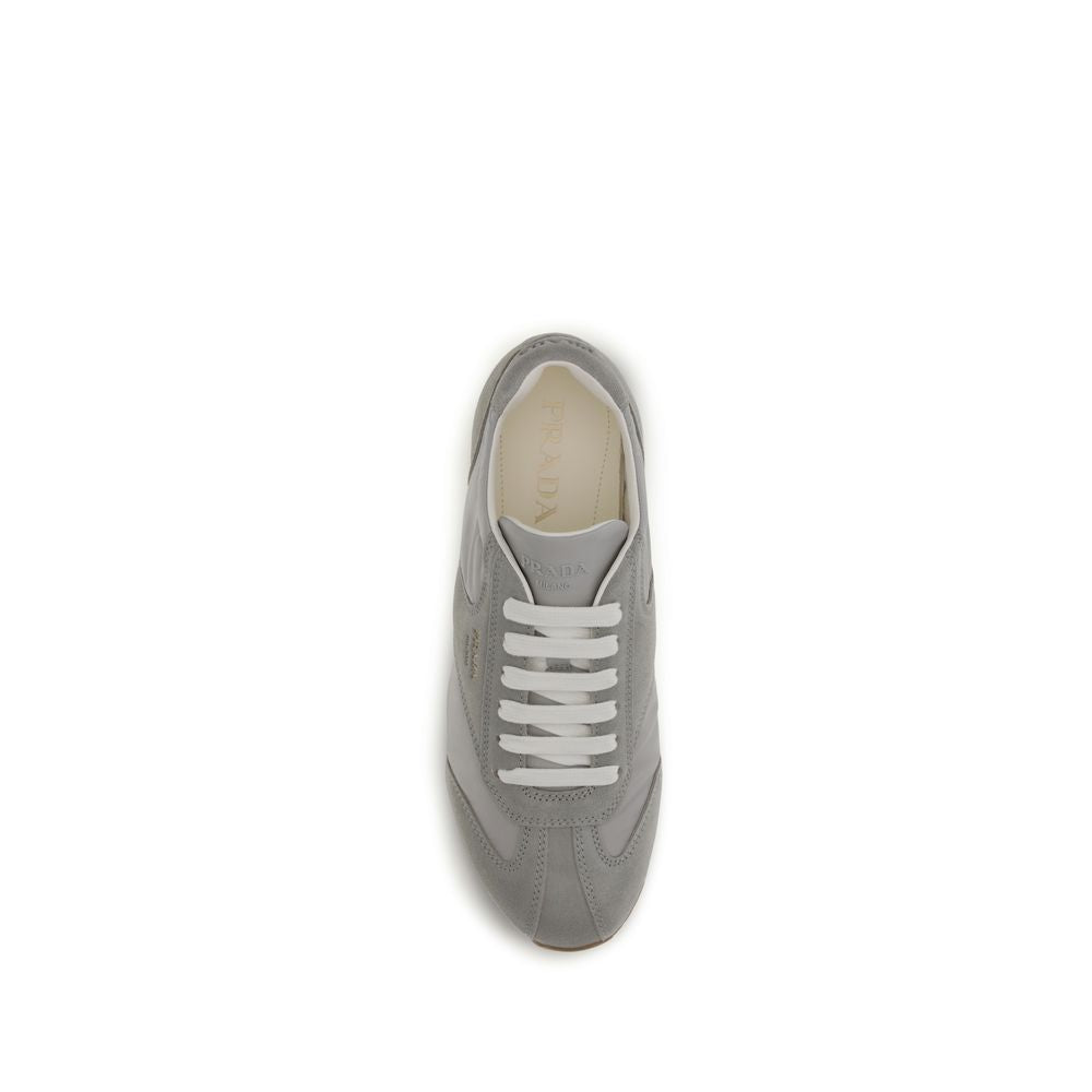 Prada Gray Calf Leather Bos Taurus Low Top Sneakers | Regal Royce