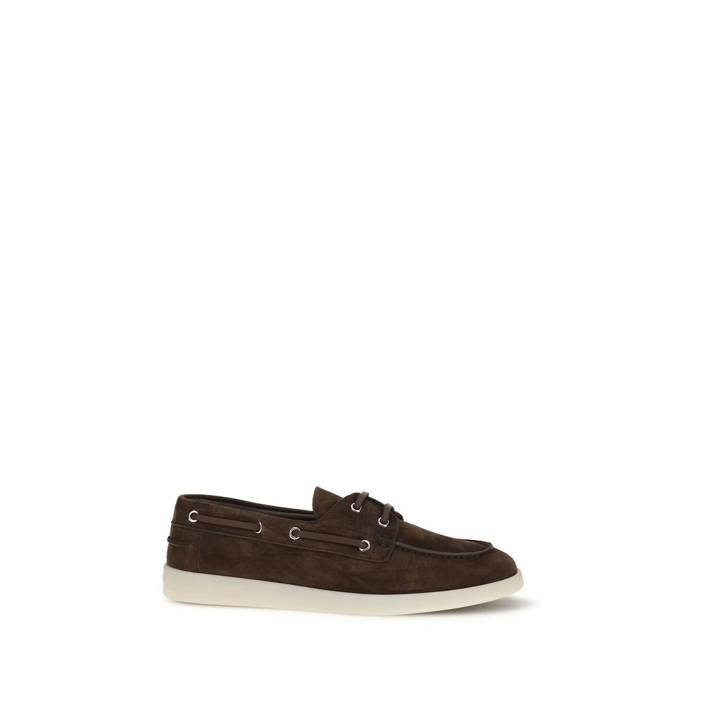 Prada Brown Calf Leather Bos Taurus Slip-On Loafers