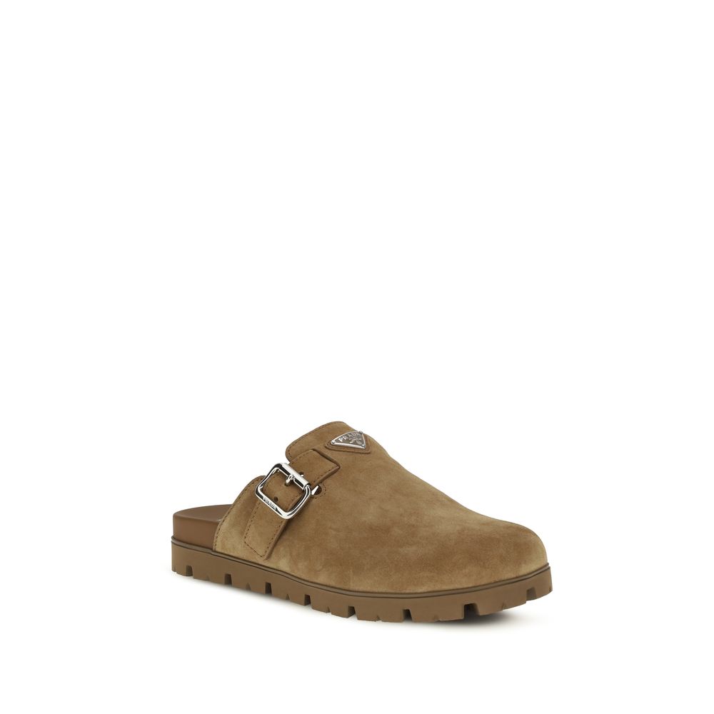Prada Beige Calf Leather Bos Taurus Mules | Regal Royce