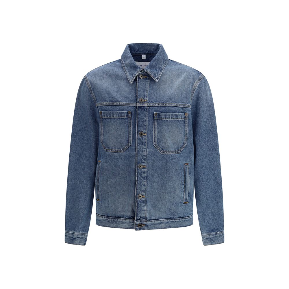 Off-White Blue Cotton Denim Jacket | Regal Royce