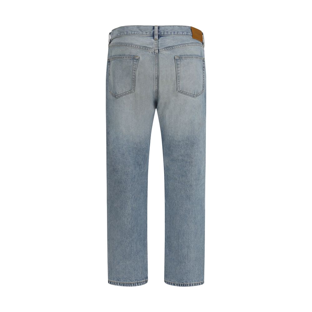Saint Laurent Blue Cotton Straight-Leg Jeans | Regal Royce