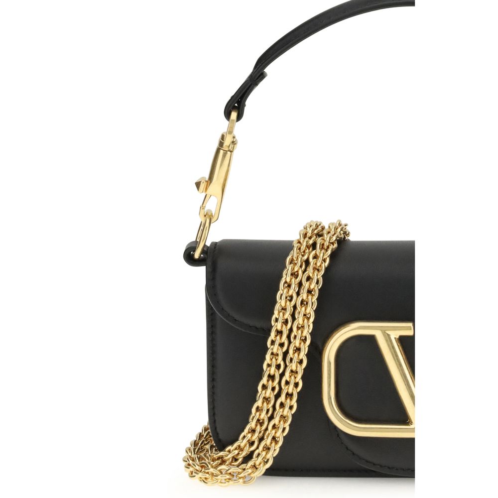 Valentino Garavani Black Calf Leather Bos Taurus Shoulder Bag | Regal Royce