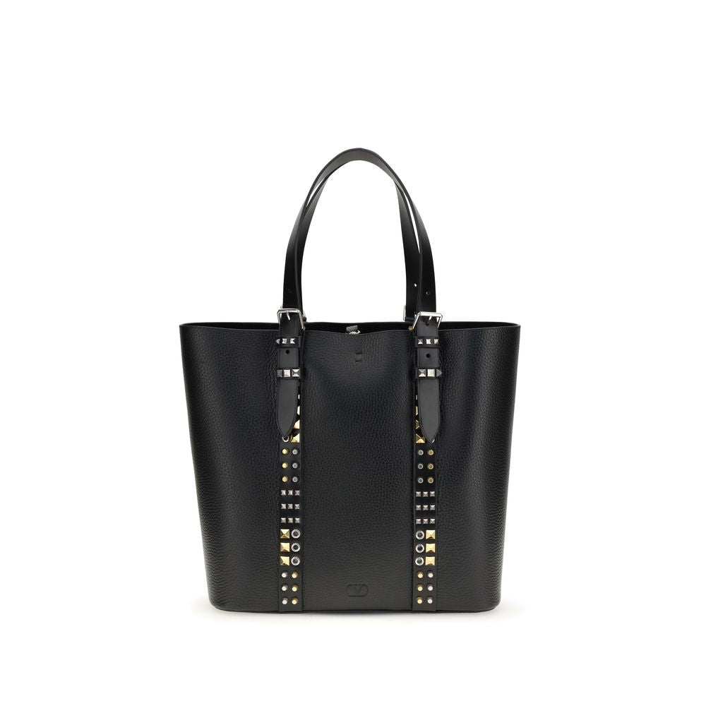 Valentino Garavani Black Calf Leather Bos Taurus Shoulder Bag | Regal Royce