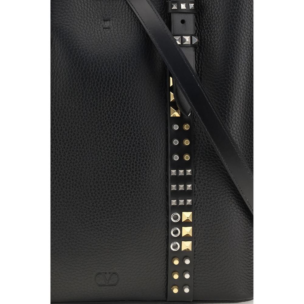 Valentino Garavani Black Calf Leather Bos Taurus Shoulder Bag | Regal Royce