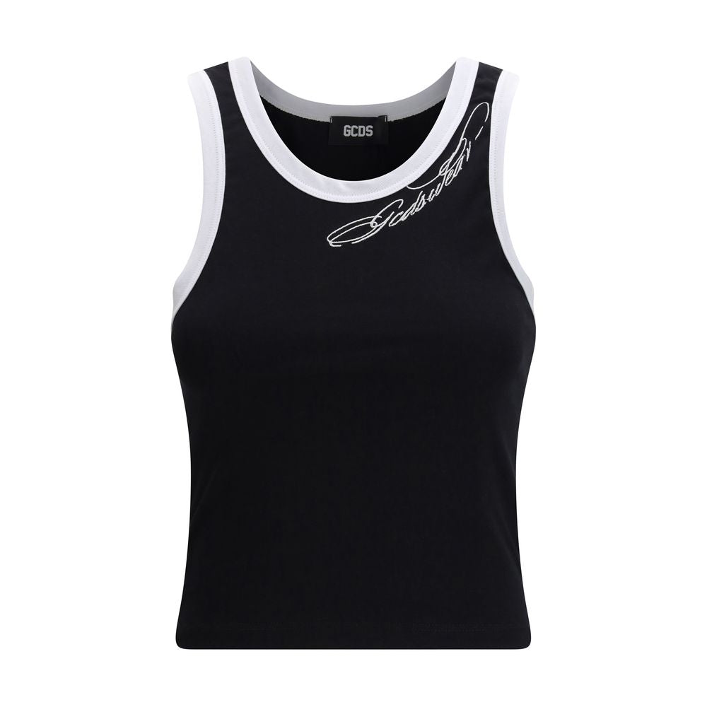 GCDS Black Cotton Tank Tops | Regal Royce