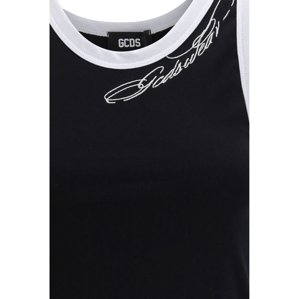 GCDS Black Cotton Tank Tops | Regal Royce