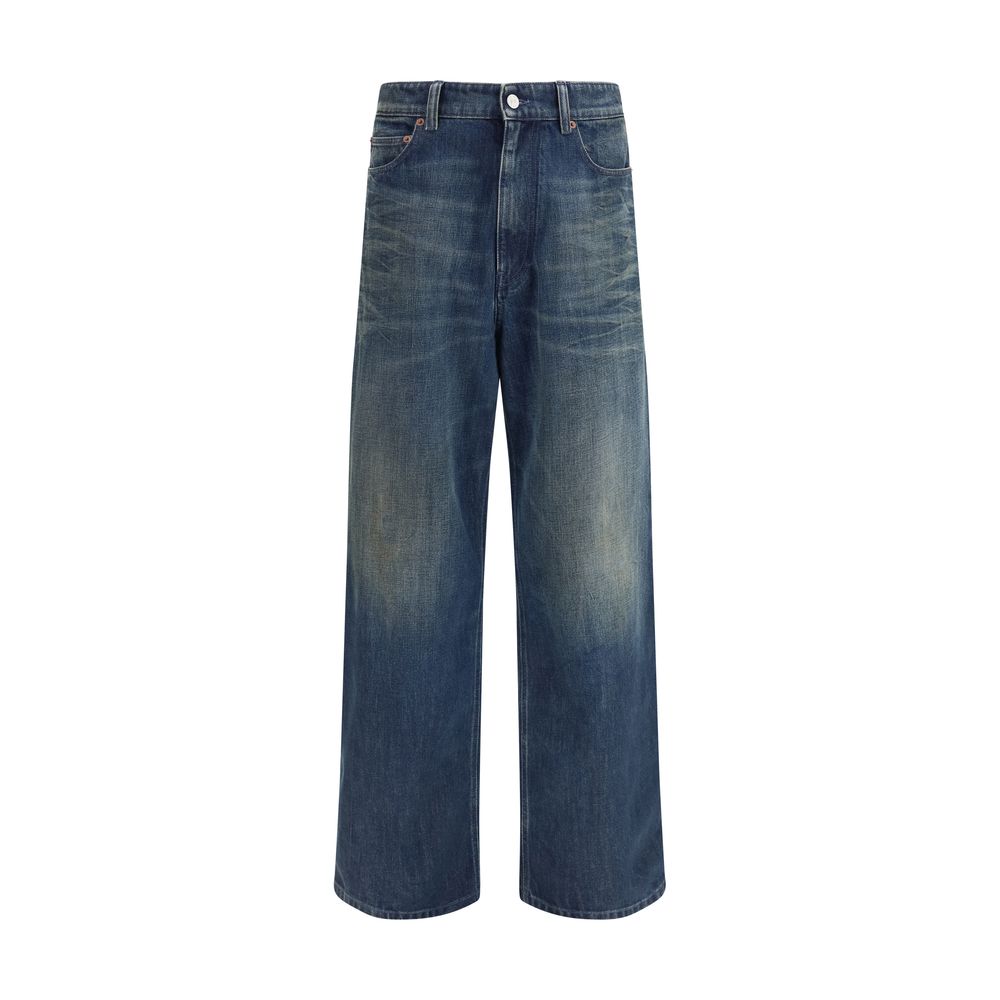 MM6 Blue Cotton Straight-Leg Jeans | Regal Royce