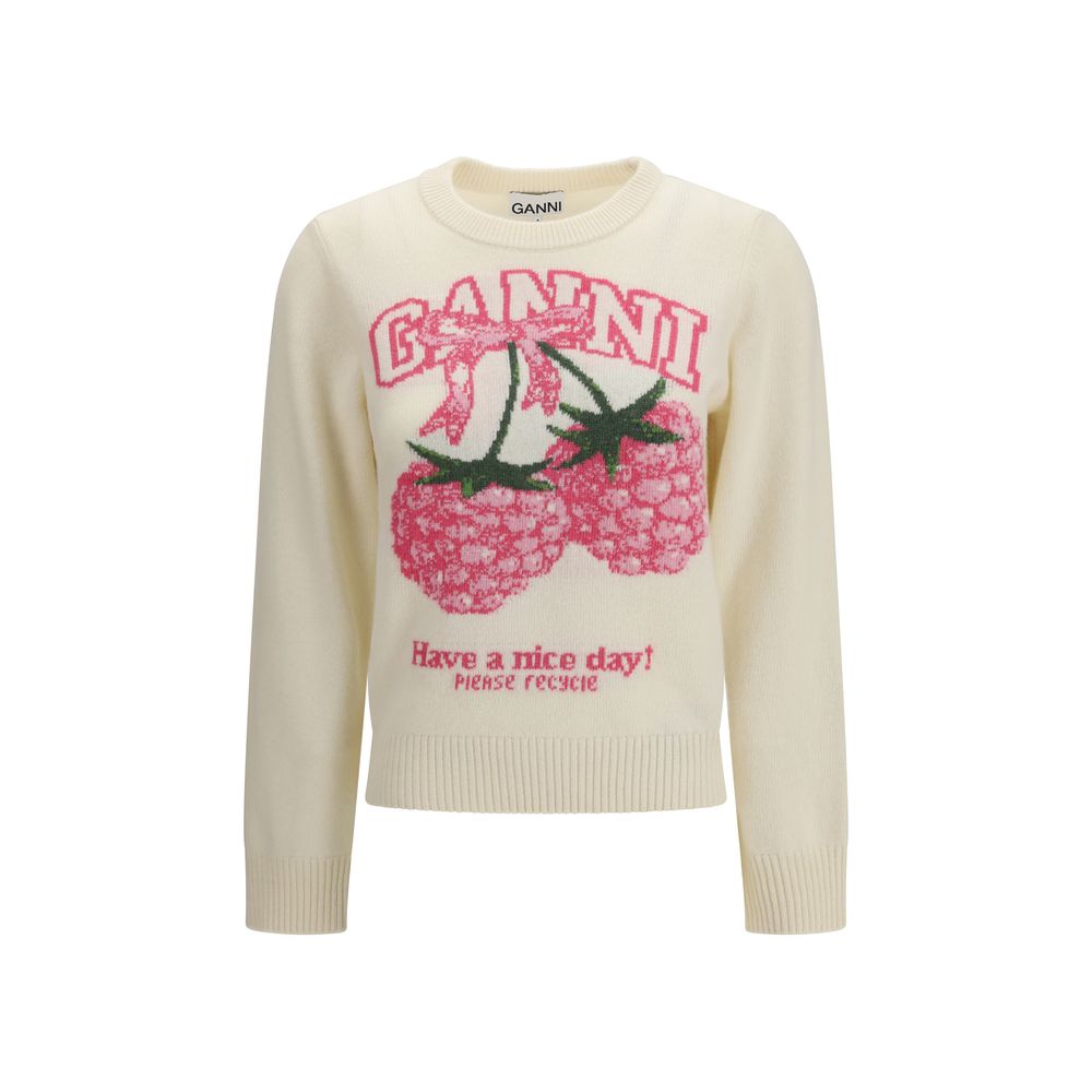 Ganni Beige Wool Oves Aries Sweatshirt | Regal Royce
