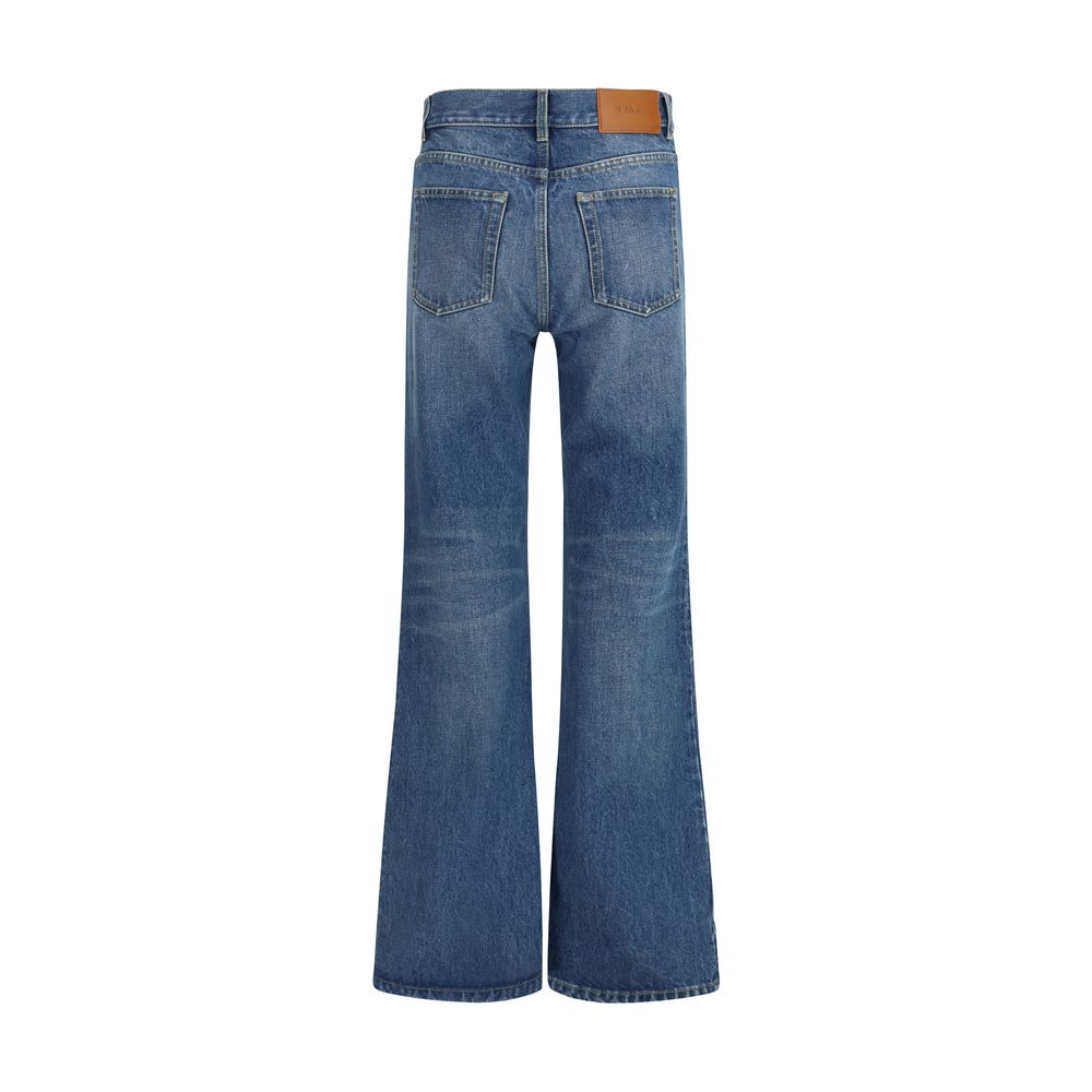 Chloé Blue Cotton Flared Jeans | Regal Royce