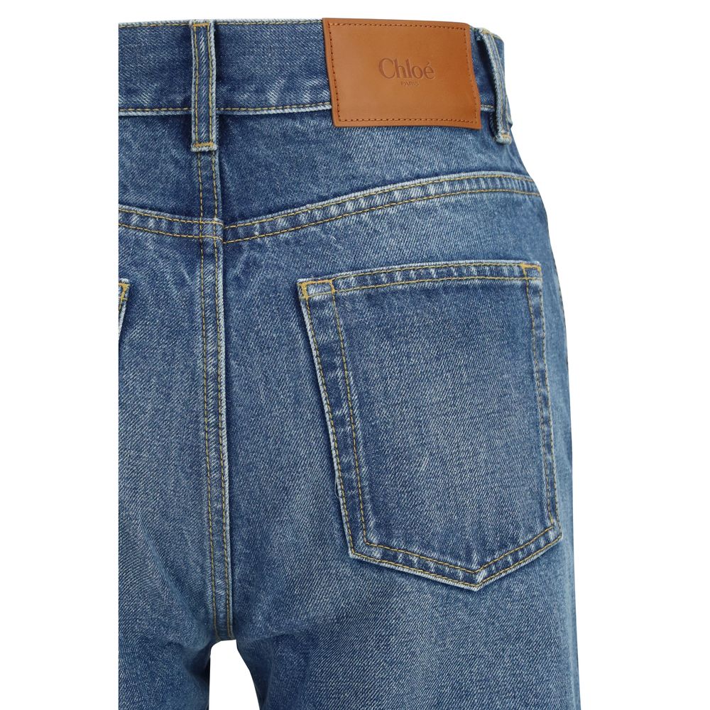 Chloé Blue Cotton Flared Jeans | Regal Royce