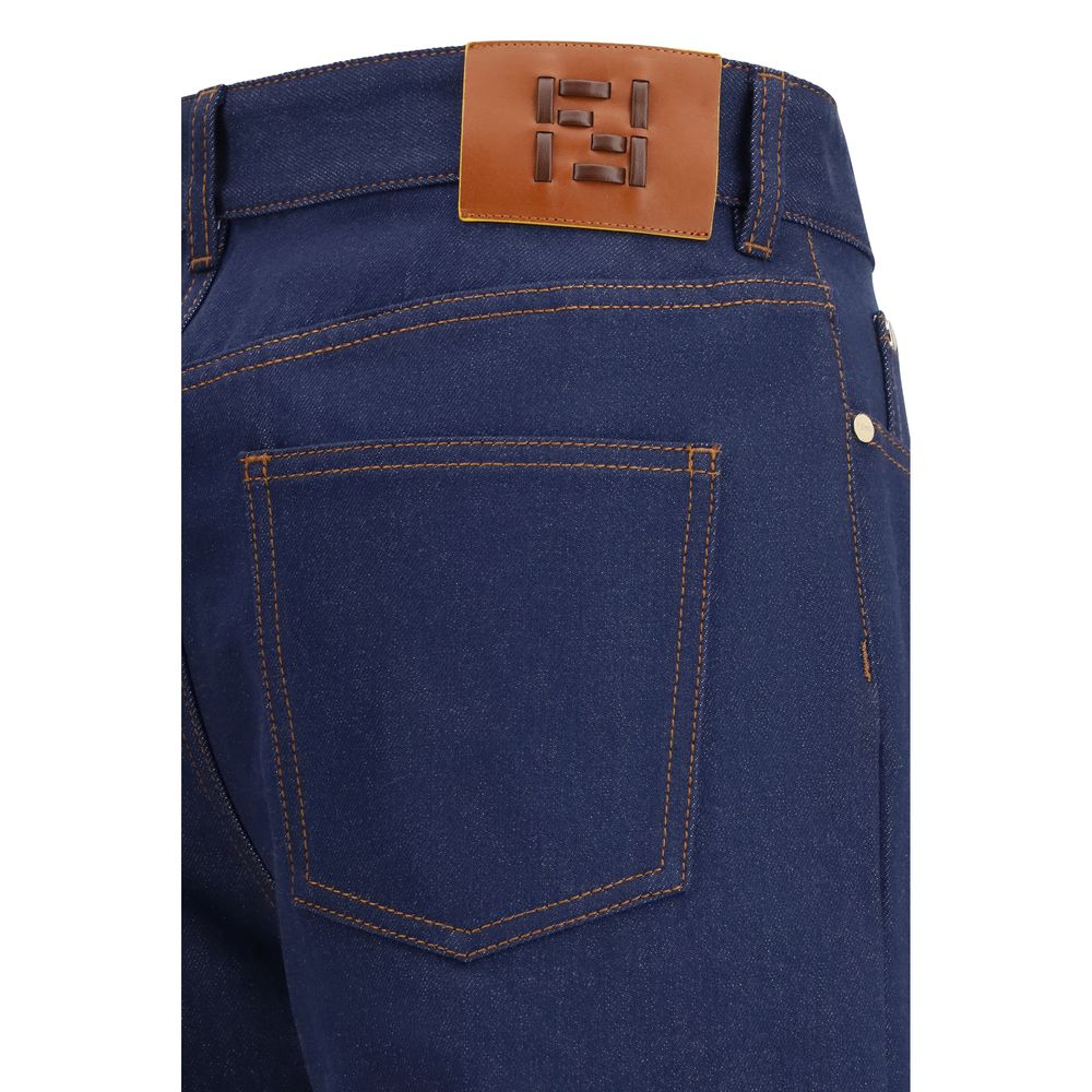 Fendi Blue Cotton Straight-Leg Jeans | Regal Royce
