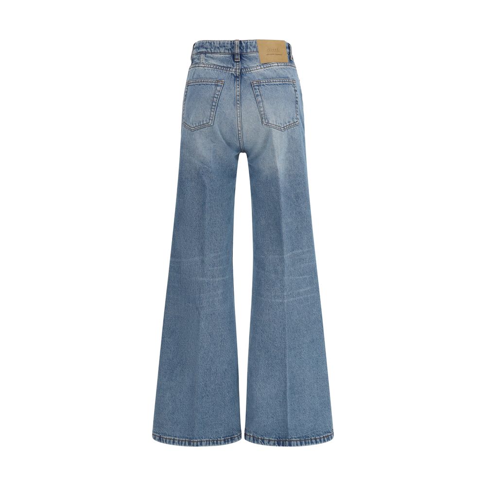 Ami Paris Blue Cotton Flared Jeans | Regal Royce