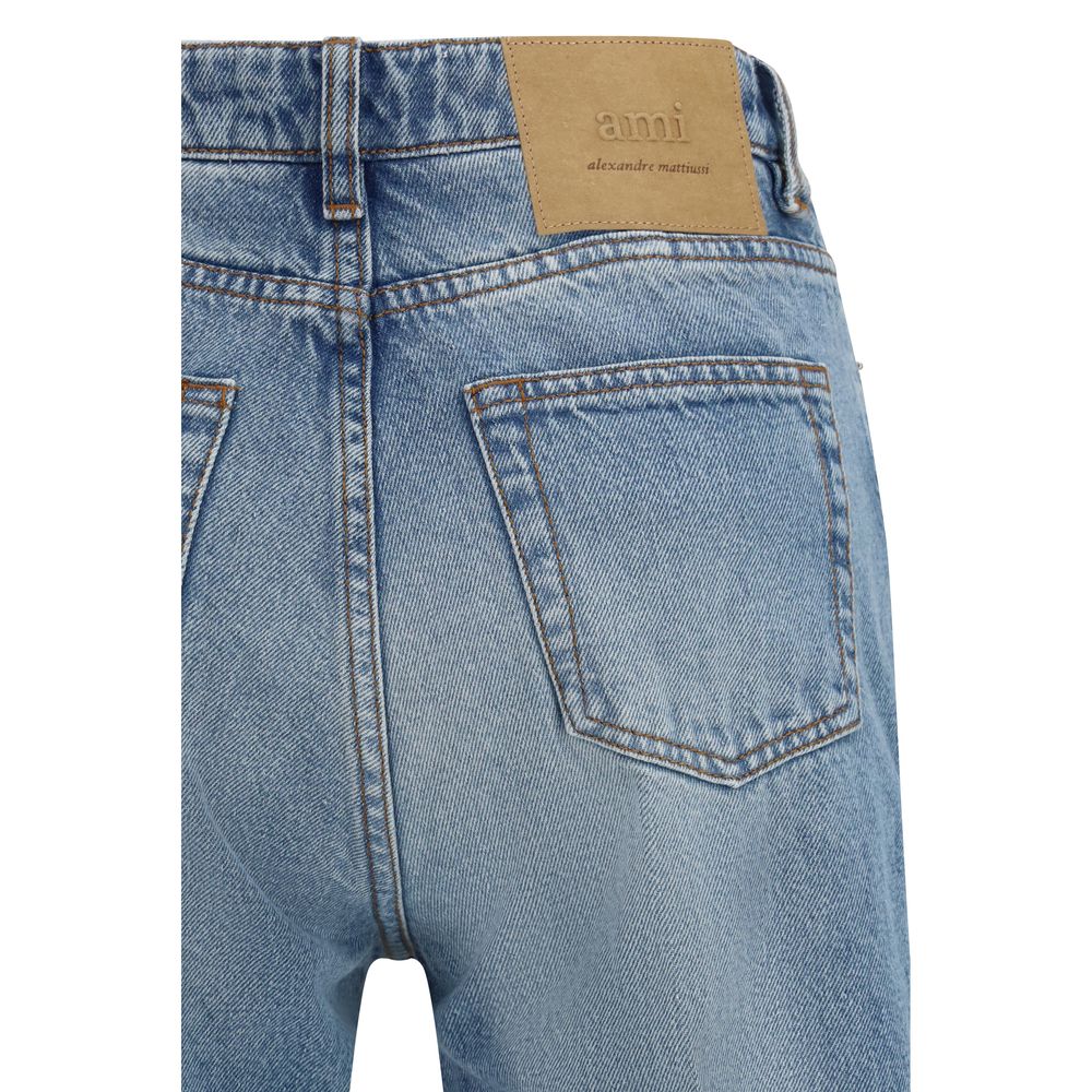 Ami Paris Blue Cotton Flared Jeans | Regal Royce