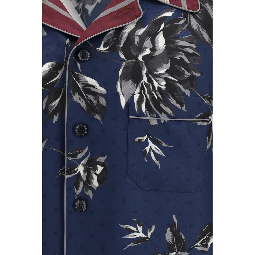 Dolce & Gabbana Blue Silk Pattern Shirt | Regal Royce