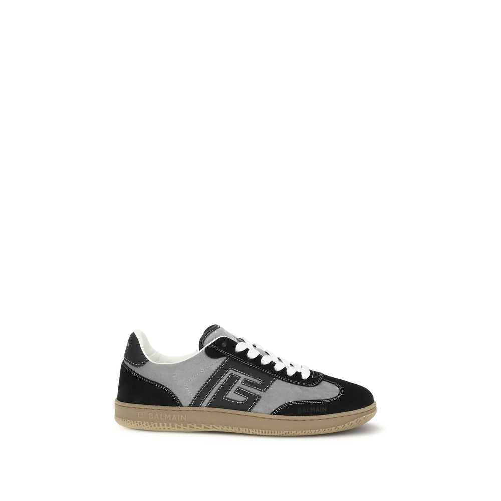 Balmain Gray Calf Leather Bos Taurus Low Top Sneakers | Regal Royce