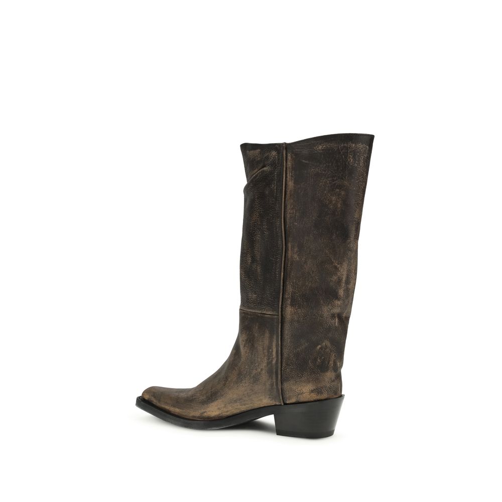 Khaite Brown Calf Leather Bos Taurus Boots | Regal Royce