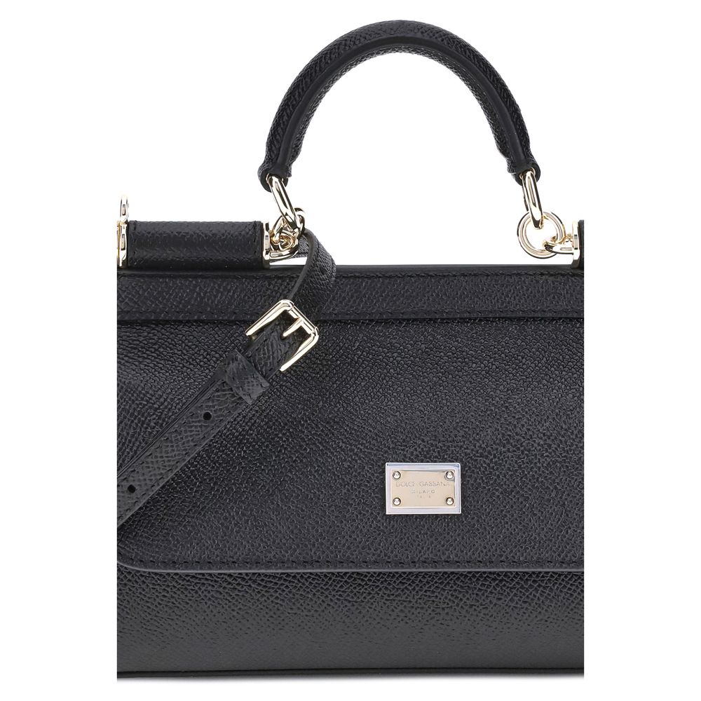 Dolce & Gabbana Black Calf Leather Bos Taurus Handbag | Regal Royce