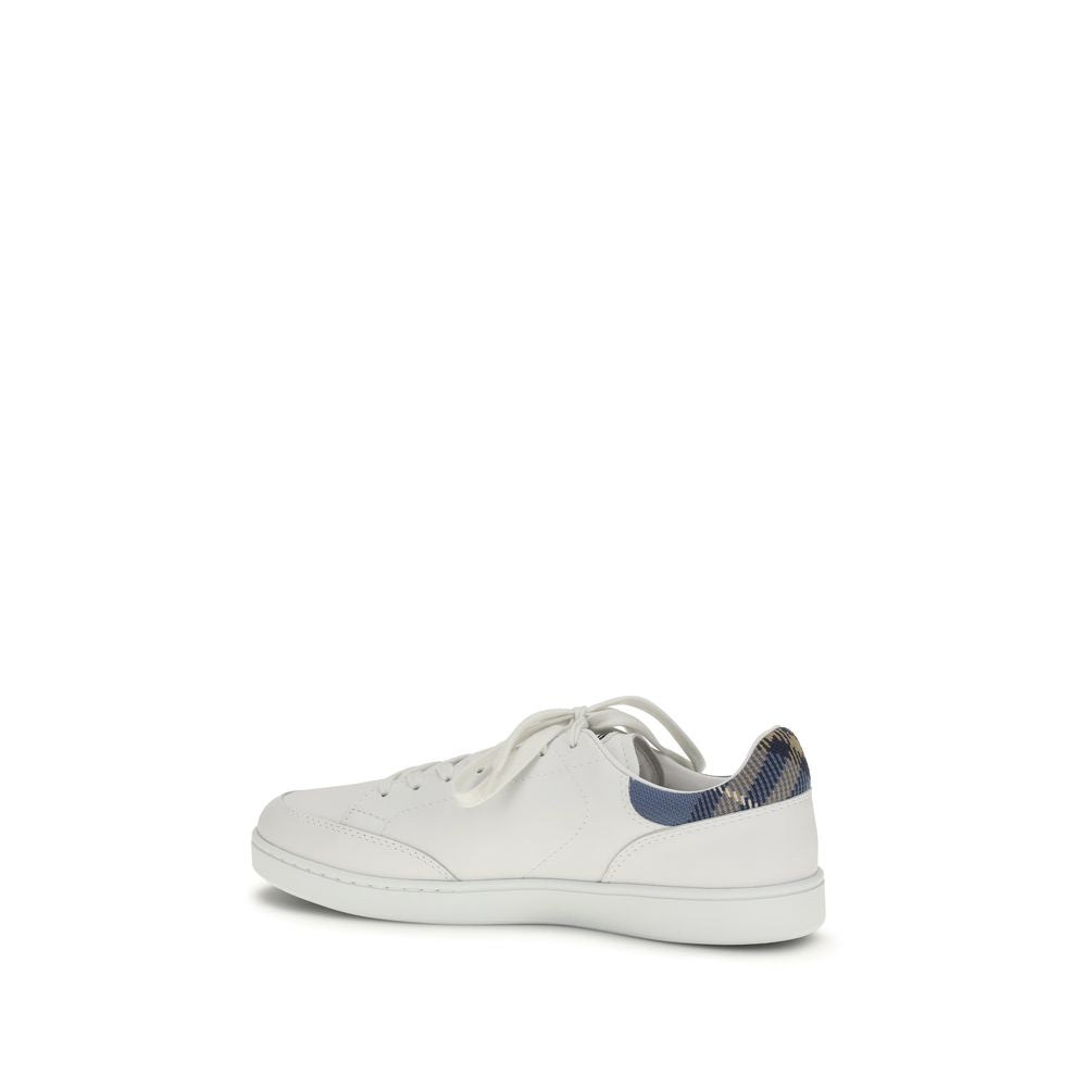 Burberry White Calf Leather Bos Taurus Low Top Sneakers | Regal Royce