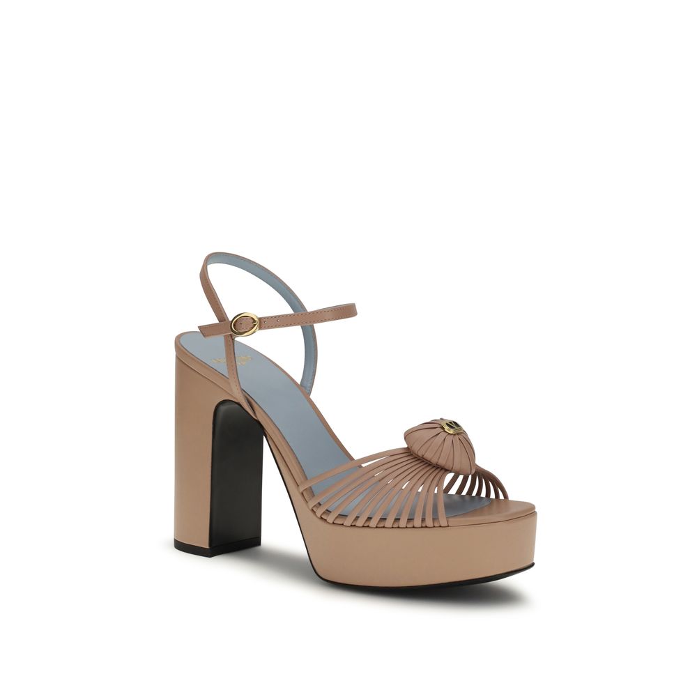 Valentino Garavani Beige Goatskin Platform Sandals | Regal Royce