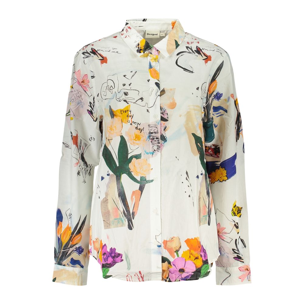 Desigual White Cotton Women Shirt | Regal Royce