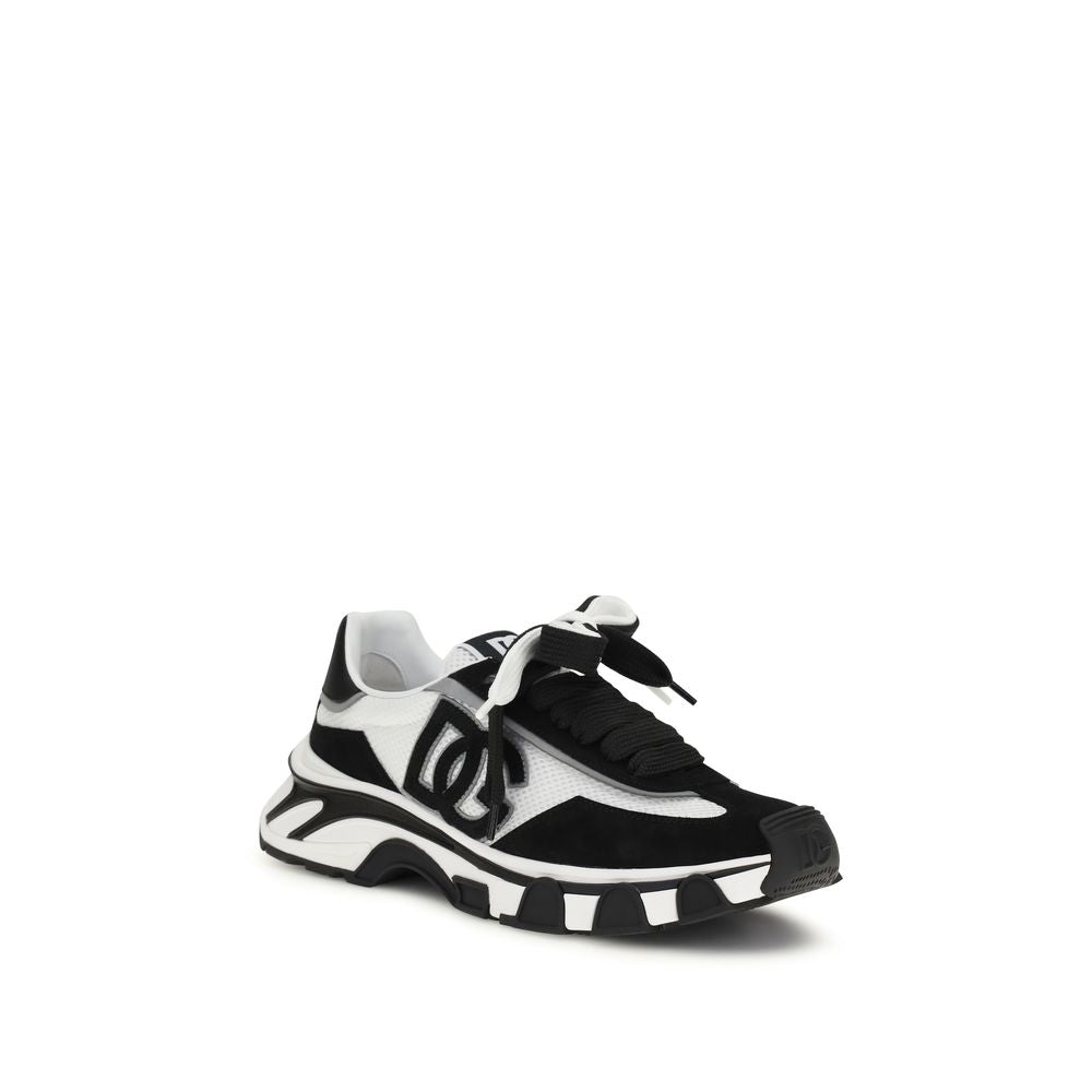 Dolce & Gabbana Black Calf Leather Bos Taurus Athletic Sneakers | Regal Royce
