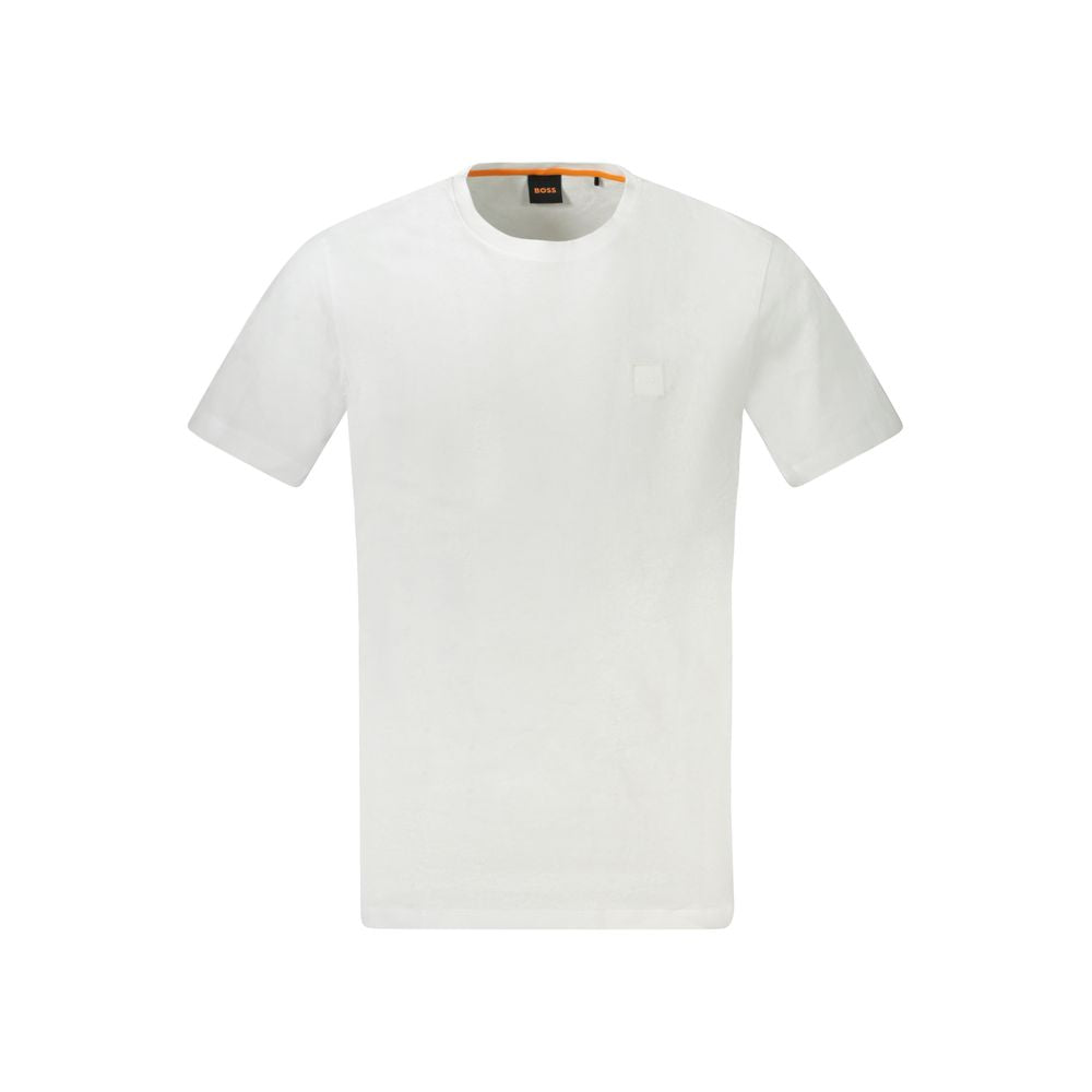 Hugo Boss White Cotton Men T-Shirt | Regal Royce