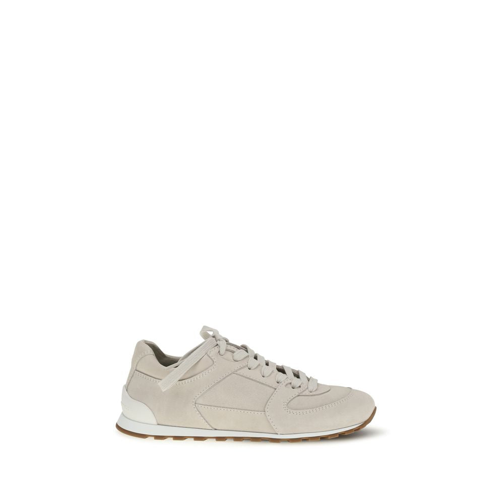 Brunello Cucinelli Beige Calf Leather Bos Taurus Low Top Sneakers | Regal Royce