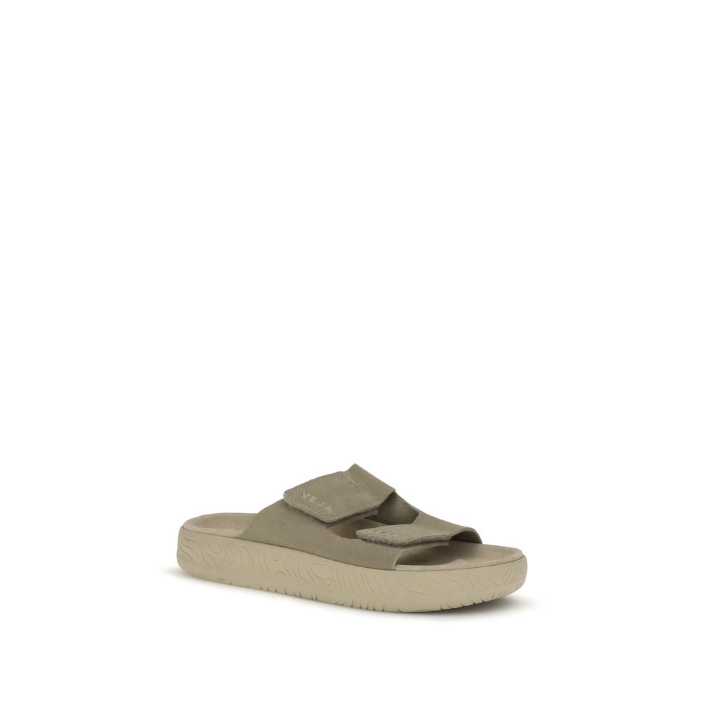 Veja Beige Calf Leather Bos Taurus Flat Sandals | Regal Royce