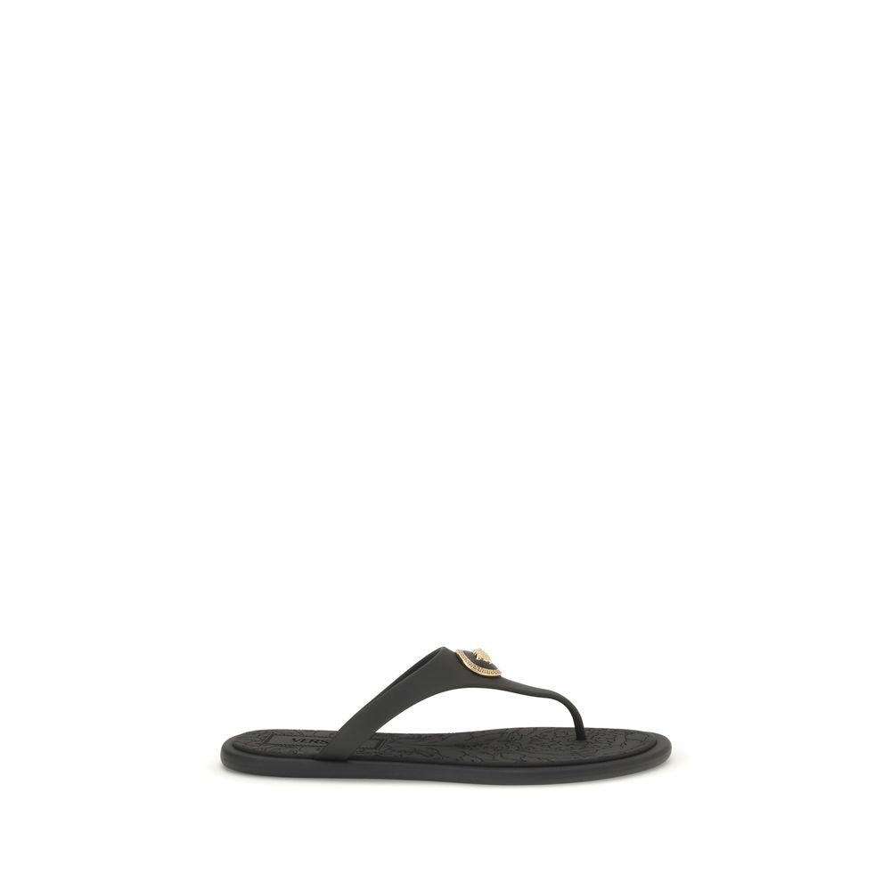 Versace Black Rubber Flip-Flop Sandals | Regal Royce