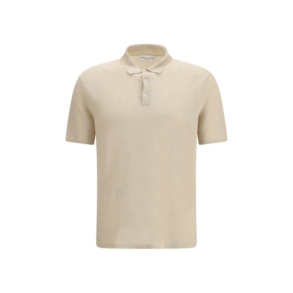Roberto Collina Beige Linen Polo Shirt | Regal Royce