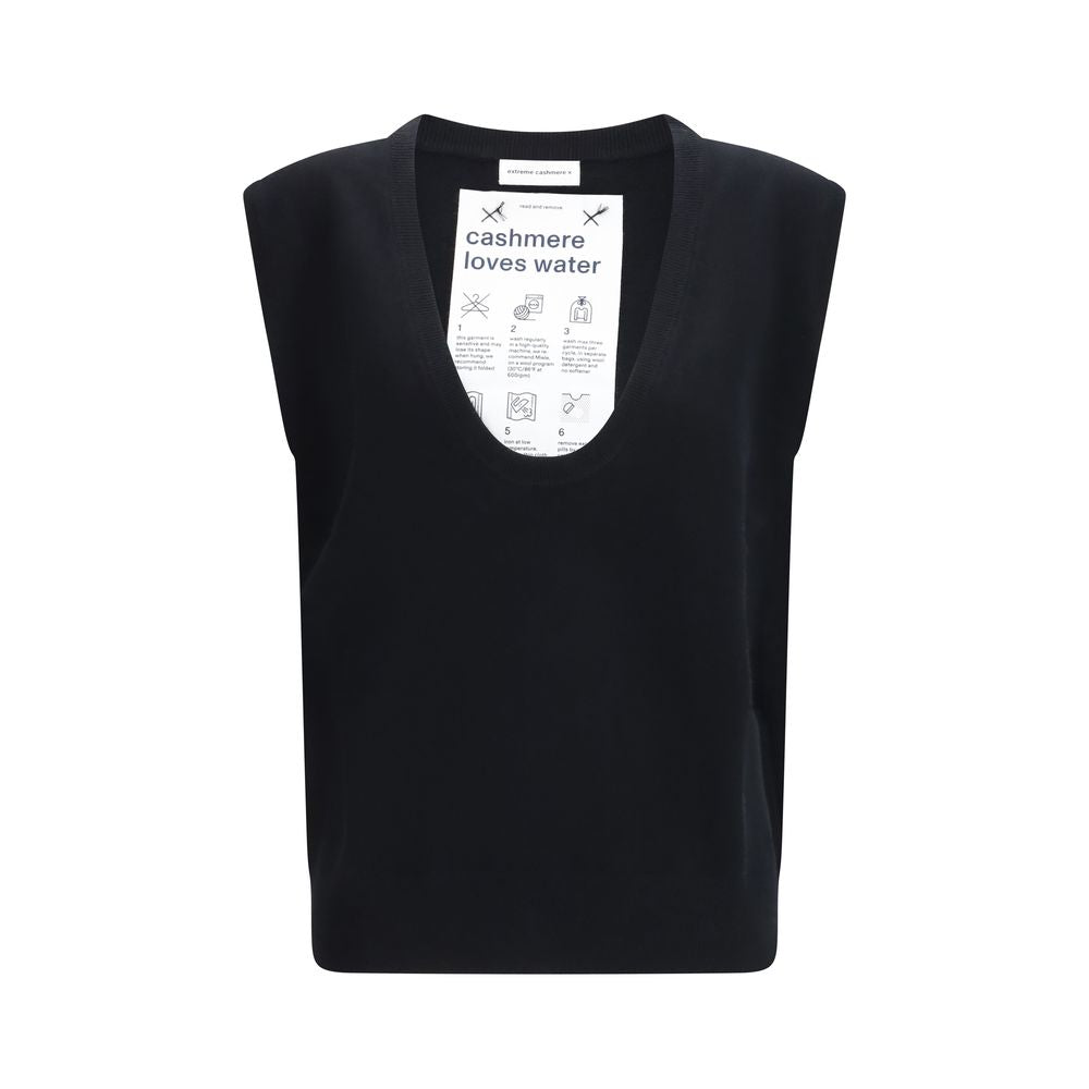 Extreme Cashmere Black Elastane Sleeveles Sweater | Regal Royce