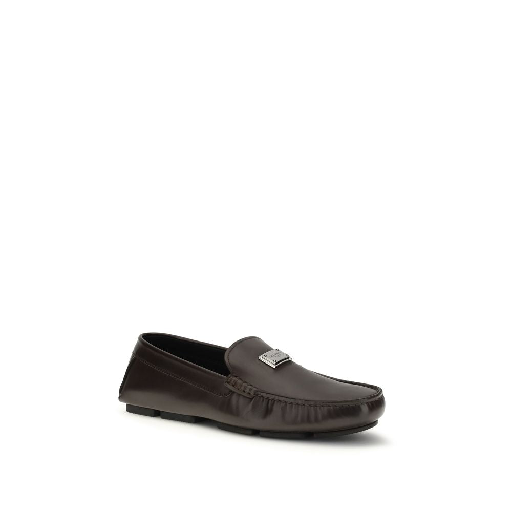 Dolce & Gabbana Brown Calf Leather Bos Taurus Slip-On Loafers | Regal Royce