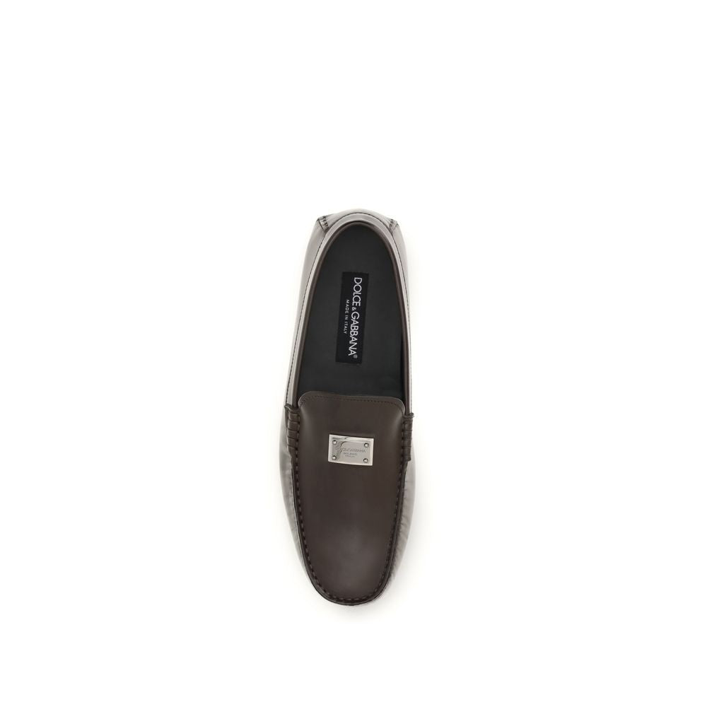 Dolce & Gabbana Brown Calf Leather Bos Taurus Slip-On Loafers | Regal Royce