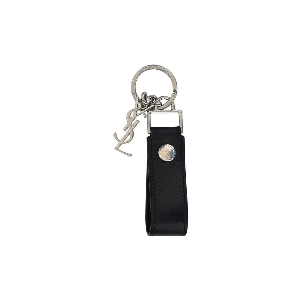 Saint Laurent Black Calf Leather Bos Taurus Keychain | Regal Royce