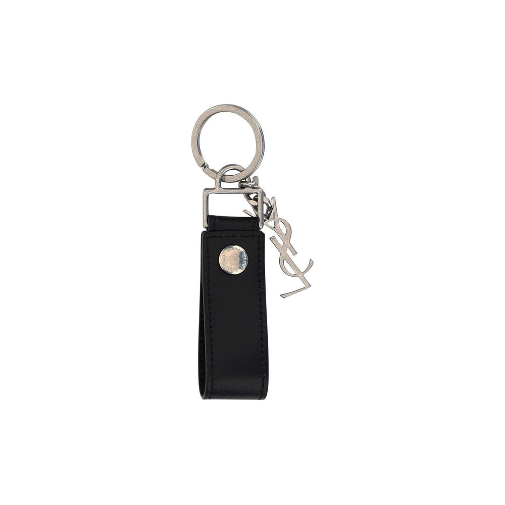 Saint Laurent Black Calf Leather Bos Taurus Keychain | Regal Royce