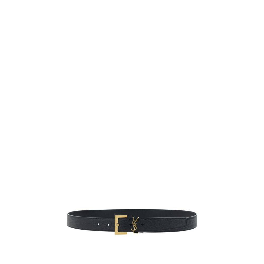 Saint Laurent Black Calf Leather Bos Taurus Regular Belt | Regal Royce