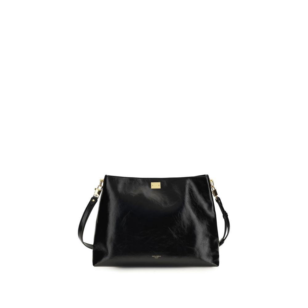 Dolce & Gabbana Black Calf Leather Bos Taurus Shoulder Bag | Regal Royce