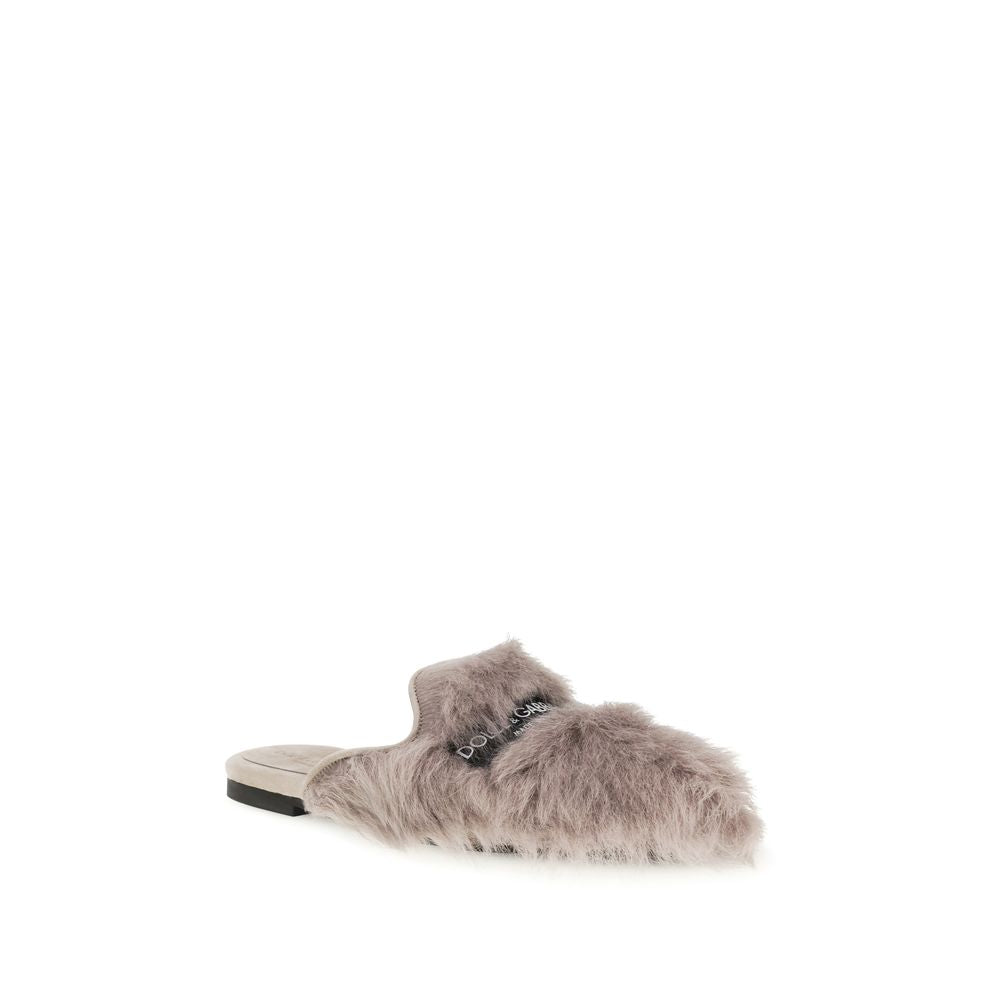 Dolce & Gabbana Gray Lamb Ovis Aries Aries Mules | Regal Royce