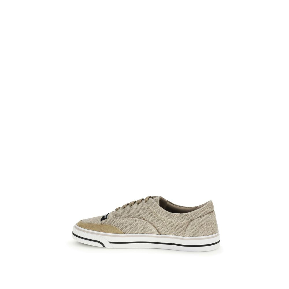 Dolce & Gabbana Beige Linen Low Top Sneakers | Regal Royce